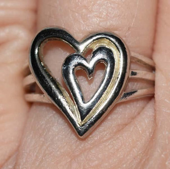 Sterling Silver Double Heart Ring Size 6.5