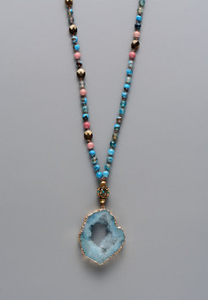 Turquoise Druzy Beaded Necklace