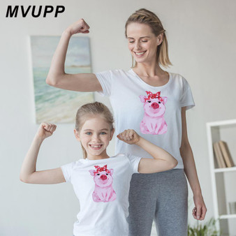 PIG family t shirt mother daughter clothes for mommy and me matching outfits mama baby white cute look clothing mum girl mom