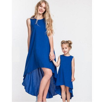 Irregular Mother Daughter Dress Family Matching Outfits Look Mommy and Me Clothes Fashion Mom Baby Daughter Dresses Clothing WT