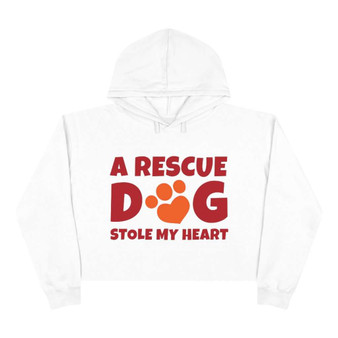 A Rescue Dog Stole My Heart Crop Hoodie