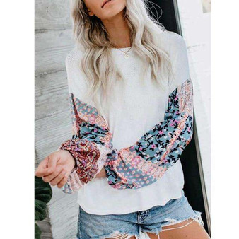 Patricia Floral Chiffon Sleeve Knit Blouse