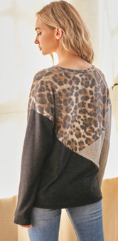 Leopard Animal Print with Contrast Color Block Tunic