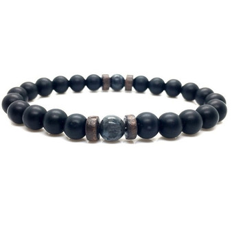 Men Bracelet Natural Moonstone Bead Lava Stone