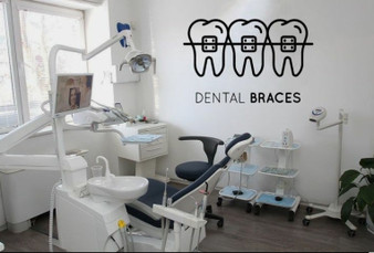 Dental Braces Sign Decal Dentist Office Wall Sticker