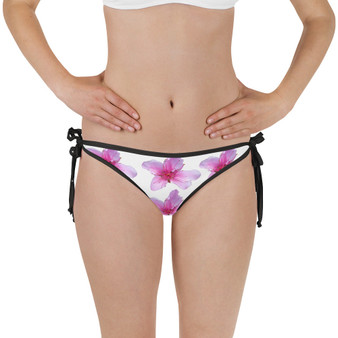 Bikini Bottom - Italian Style - Peach Flower. Size: XS-S-M-L-XL-2XL-3XL