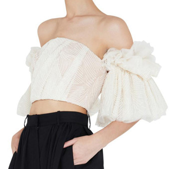 Romantic Off Shoulder Embroidered Top