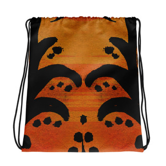 Paisley in Orange Drawstring bag