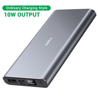 Topk power bank 10000 mah carregador portátil led bateria externa powerbank pd em dois sentidos de carregamento rápido poverbank para iphone xiao mi