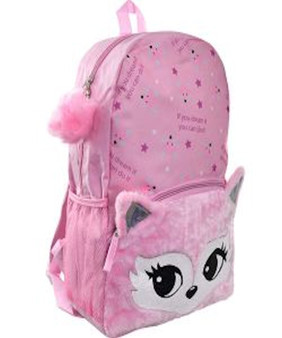 Girls Backpack 16 inch Fox Pink and Silver Foil