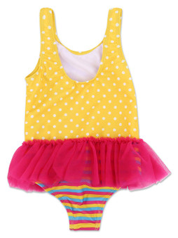 Disney Fancy Nancy Toddler Girls' One Piece TuTu Swimsuit - Pink/Yellow