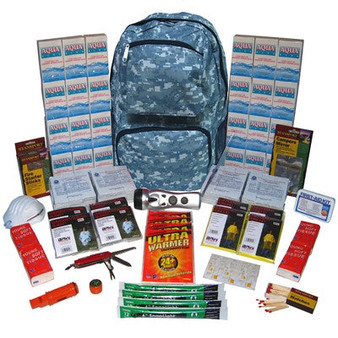 4-Person ''Grab-'N-Go'' Camo Backpack Emergency Kit