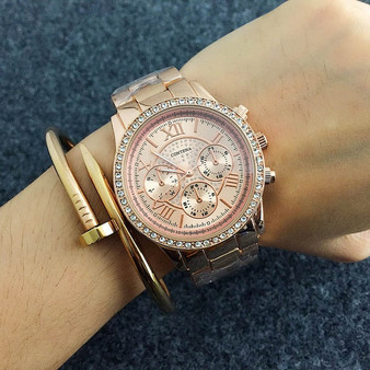 Women's Crystal and Stainless Steel Luxury Watch