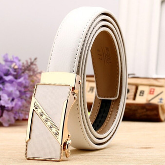 Women's Genuine Leather Automatic Buckle Embellished Belt