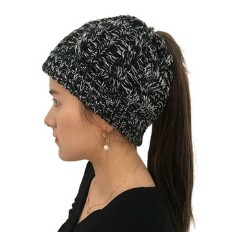 Women's Soft Knit Ponytail Beanie Winter Hat