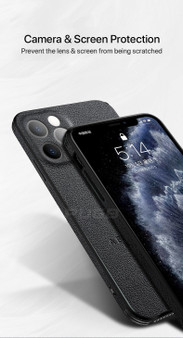 Luxury Leather Texture Square Frame Case on For iPhone 12 11 Pro Max Mini iPhone X XR XS Deer Camera Protection Shockproof