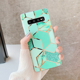 Phone Case For Samsung Galaxy A21S S20 FE Note 20 A41 A51 A71 S10 Plus Electroplate Geometric Marble