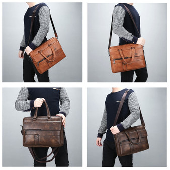 JEEP BULUO Business Briefcase Bag High Quality Leather/ Shoulder Messenger Bags Office Handbag 13.3 inch Laptop