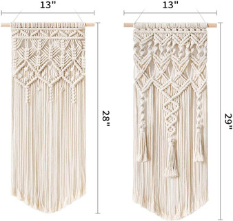 2 Pcs Macrame Woven Wall Hanging, Boho Chic Bohemian Home Art Decor