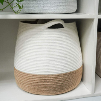 Cotton Thread Rope Basket Cute Round Woven Rope Basket Jute Storage