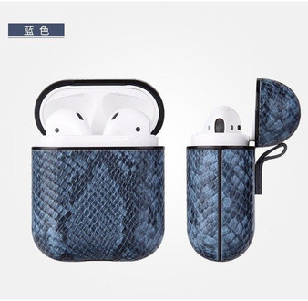 Sexy Snake Skin Bag For Apple AirPods Bluetooth Earphone Leather Case For AirPods Case Charging Hole Headphones Protective Cover