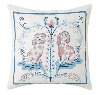 Staffordshire Toile Dogs Needlepoint Pillow