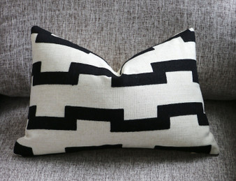 African Pillow 22x22 / Embroidered Pillow Cover 22x22 / Modern Pillow Cover 22x22 / Black Kuba Pillow 22x22 / Geometric 22x22 Pillow