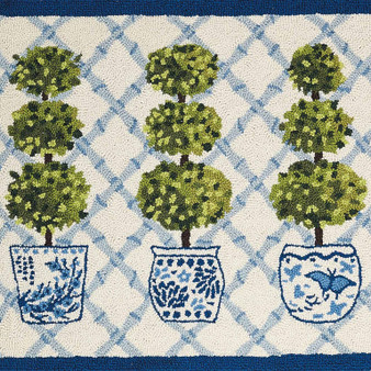 Topiary Wool Hooked Rug 2x3 feet