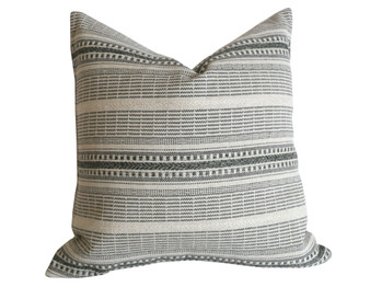 Grey Farmhouse Pillow Cover / Vintage Style Pillow Cover