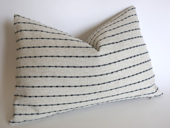 Linen Stripe Farmhouse Pillow Cover / Vintage Style Pillow Cover / Striped Performance Pillow Cover