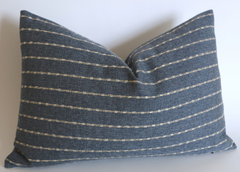 Denim Farmhouse Pillow Cover / Vintage Style Pillow Cover / Striped Performance Pillow Cover