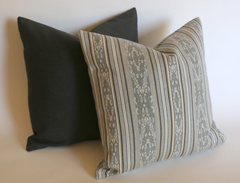 Genuine Sunbrella Pillow Cover / Grey Striped Outdoor Pillow / 18x18 Outdoor Grey Cushion / Grey Pillow cover 18x18