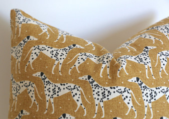Mustard Dalmatian Pillow Cover / Mid Century Modern Dog Print Pillow Cover