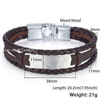 Lucky Vintage Charm Braided Men's Leather Bracelet