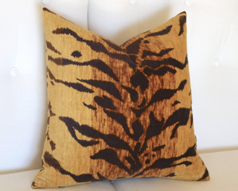 Velvet Tiger Cushion Cover / Velvet Leopard Pillow / Animal Print Pillow Cover / Jamil Natural Pillow / Beverly Hills Hotel Pillow