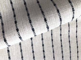Jute Striped Performance Fabric Collection / Blue Upholstery Fabric by the Yard / Beige Home Decor Fabric / Indigo Upholstery