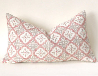 Batik Blush Pillow / Blush 20x20 / 20x20 Cushion Cover / 20x20 Pink Pillow Cover / Cream 20x20 Blush / 20x20 Sofa Pillow Cover