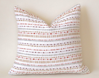 Wool Stripe Pillow / Orange Decorative Throw Pillow Cover / Heavy Woven Texture / Cream Orange Pillow / Grey Orange Cushion Cover