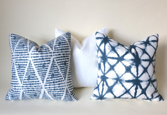 Indigo Collection: Blue Outdoor Pillow cover / ANY SIZE Outdoor Cushion / 20x20 Outdoor Pillow Cover / Outdoor Cushion Cover