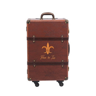 Brown Retro Spinner Rolling Luggage Women Trolley Storage PU Leather Suitcase Wheels Vintage Cabin Travel Bag