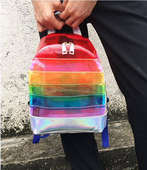 Color Striped Plastic Transparent Backpack