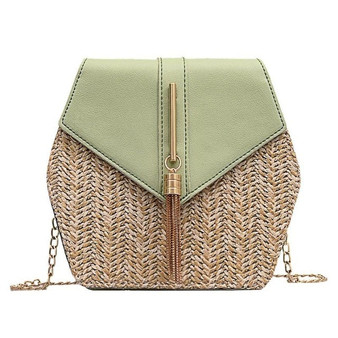 Hexagon Style Straw Shoulder Bag Women Summer Rattan Bag Handmade Woven Beach Bohemia bolsa feminina Fashion chain Crossbody bag