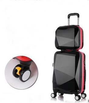 wenjie brothernew 2PCS/SET shinning 14inch+20inch Cosmetic bag men and women trolley case Travel luggage woman rolling suitcase