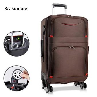 BeaSumore UPS chargeable Rolling Luggage Spinner 28 inch Women High capacity Password Trolley Men Business Suitcase Wheels