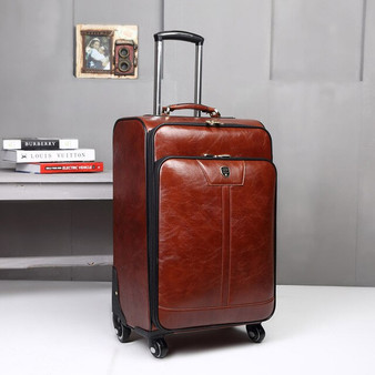 Letrend New Fashion Luxury Man Women 20 inch Rolling Luggage Business Trolley PU Leather Trunk Boarding Box Suitcases Travel 338