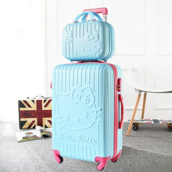 Hello Kitty One Set ABS PC Luxury Women Rolling Luggage Suitcase Designer 20 Inches High Quality 4 Wheels Spinner Airport Bag