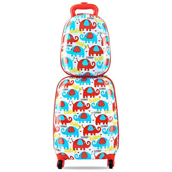 Cute Cartoon Kids Suitcase 12" Backpack and 16" Rolling Suitcase Set Travel Suitcase with Wheel Free Shipping mala de viagem