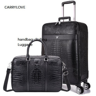 CARRYLOVE 16/20/22/24 inch size business noble handbag+Rolling Luggage Spinner brand Travel Suitcase