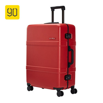 Xiaomi Ecosystem 90FUN Upgraded Aluminum Framed Suitcase PC Spinner Wheel Carry on Hardshell Luggage,20"/24", Grey/Red