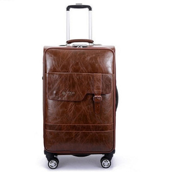 Extravagant And Noble Business Simulation Leather Boarding Rolling Luggage Spinner Travel Suitcase, Travel Bag